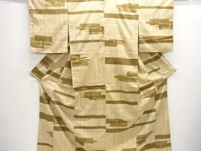 未使用品　横段に抽象模様手織り紬着物